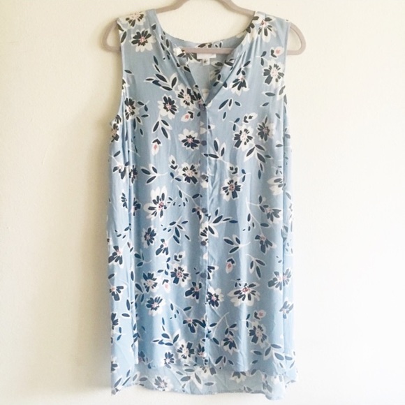 J. Jill Dresses & Skirts - J. Jill Blue Floral Sleeveless Rayon Tunic Dress M
